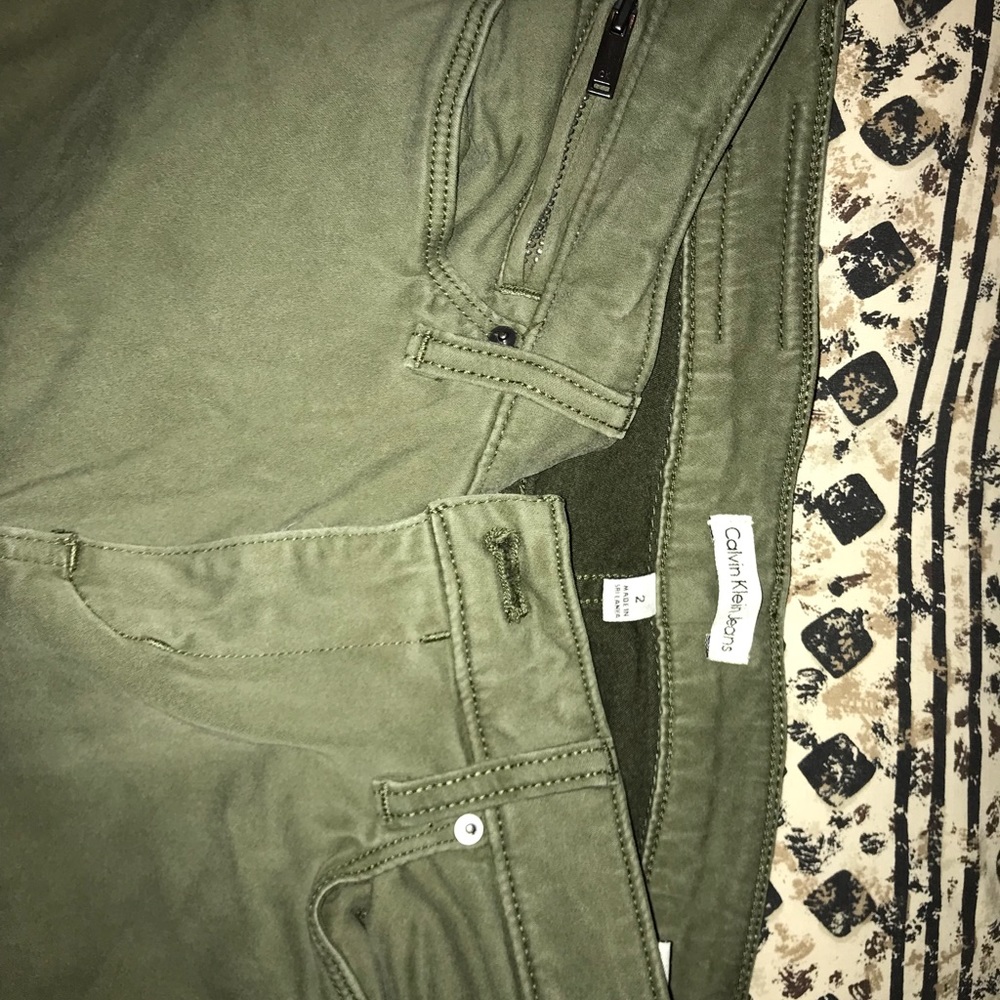 Calvin Klein Olive Green Jeans.